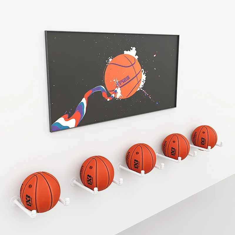 

Iron Art Basketball & Football Rack: Creative Indoor Decor & Fitness Equipment Organizer Stylish Home Storage System.