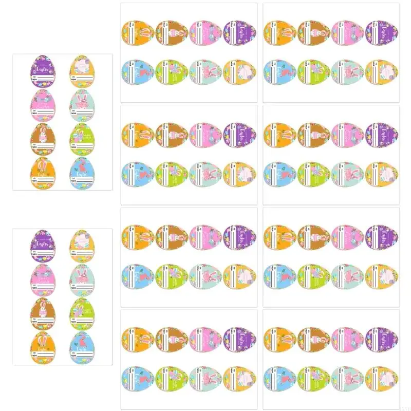 4x7b 80pcs Cartoon Bunnies Oeufs Nom Sticker Emballage Étiquette Étiquette pour le scrapbooking Journal Sceau Enveloppe Card