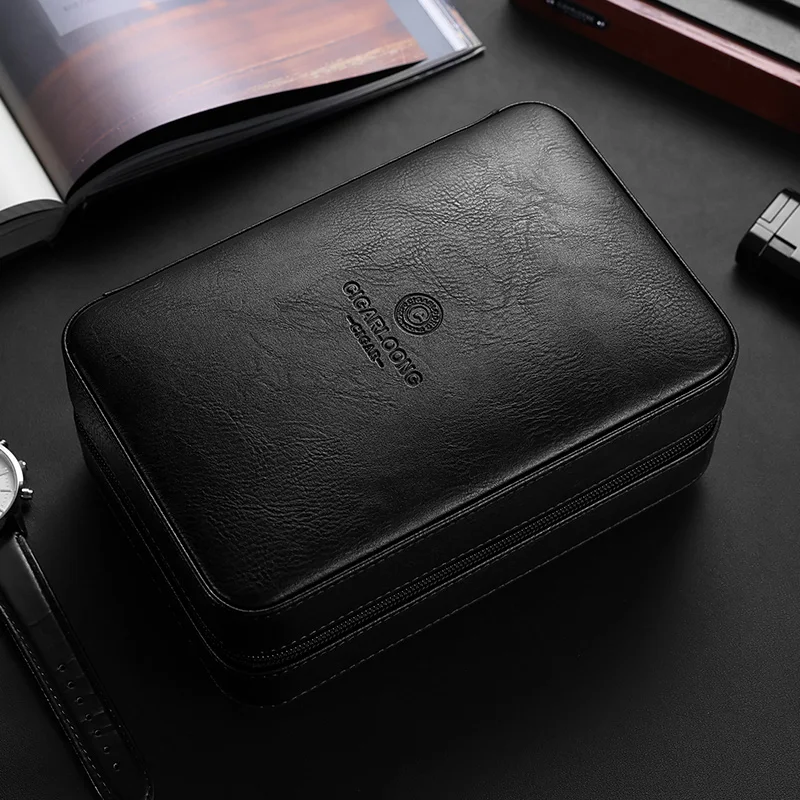 

Портативный кейс для сигар Cigarloong с функциями увлажнения и стабилизации, из кедрового дерева и кожи, модель Ca24Ft2, из Китая