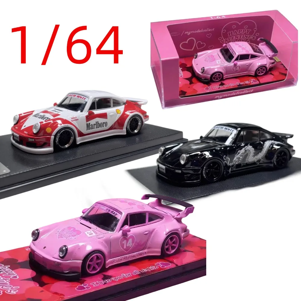 

Модель автомобиля MC Diecast Porsche RWB Sports 930 в масштабе 1/64, литая под давлением, с крылом GT, игрушечная машинка для мальчиков, в оригинальной коробке