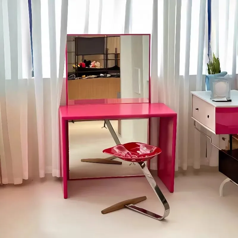 Danish Art Decoration Mirror Solid Color Minimalist Style Bedroom Vanity Mirror Customized Color Size  Changing Room Mirror view 5