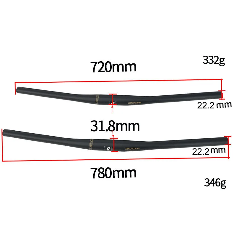 ZOOM 31.8mm MTB Bicycle Handlebar Swallow-shaped Handle Horizontal 720/780MM 22.2mm Caliber Aluminum Alloy 6/9 degrees Handlebar