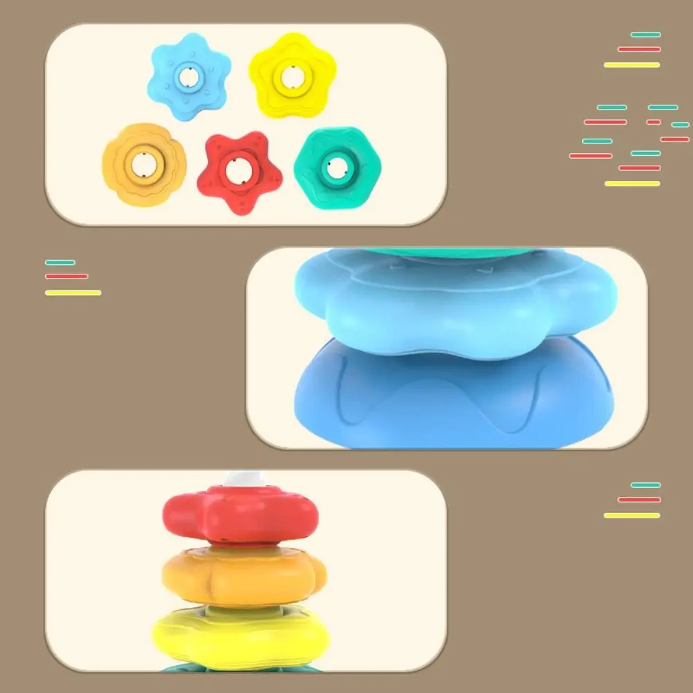 Irregular Square Rainbow Stacker Baby Rainbow Tower Montessori Rotating Screw Bolt Puzzle Stackable Stacking Rainbow Tower