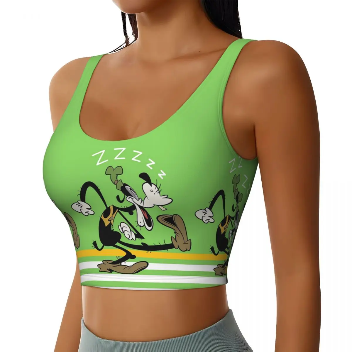 Kustom Goofy ZZZZ kolase kartun olahraga Bra wanita dampak tinggi latihan Yoga Crop Top