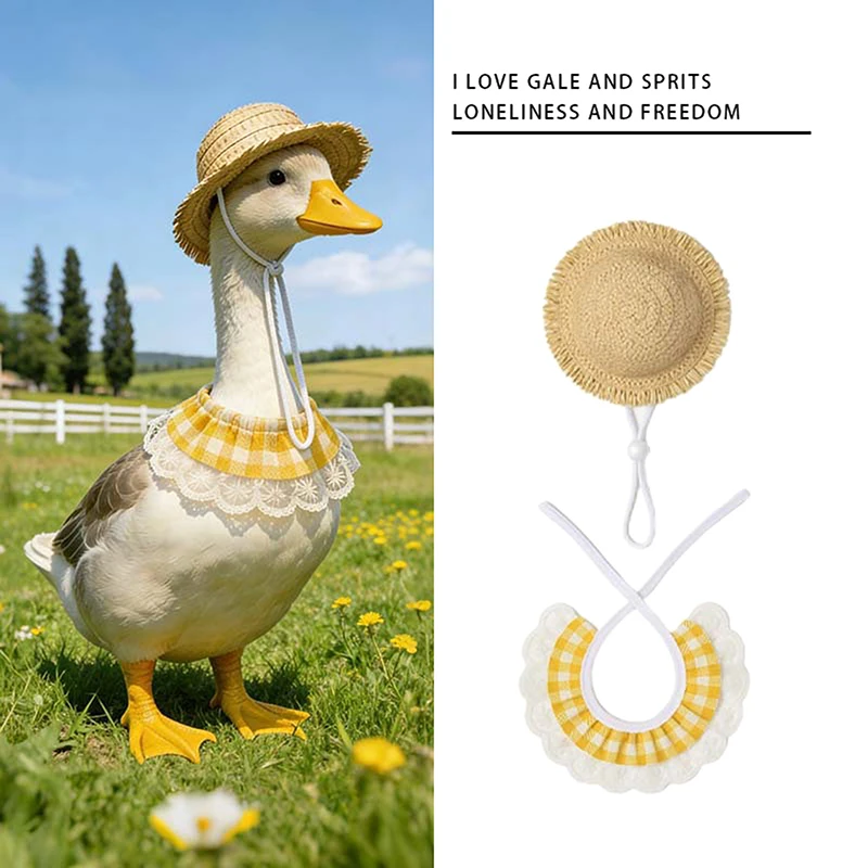 Creative Porch Pet Dog Cat Costume Handcrafted Straw Poultry Costume Hat Wear Windproof Rope Puppy Straw Hat