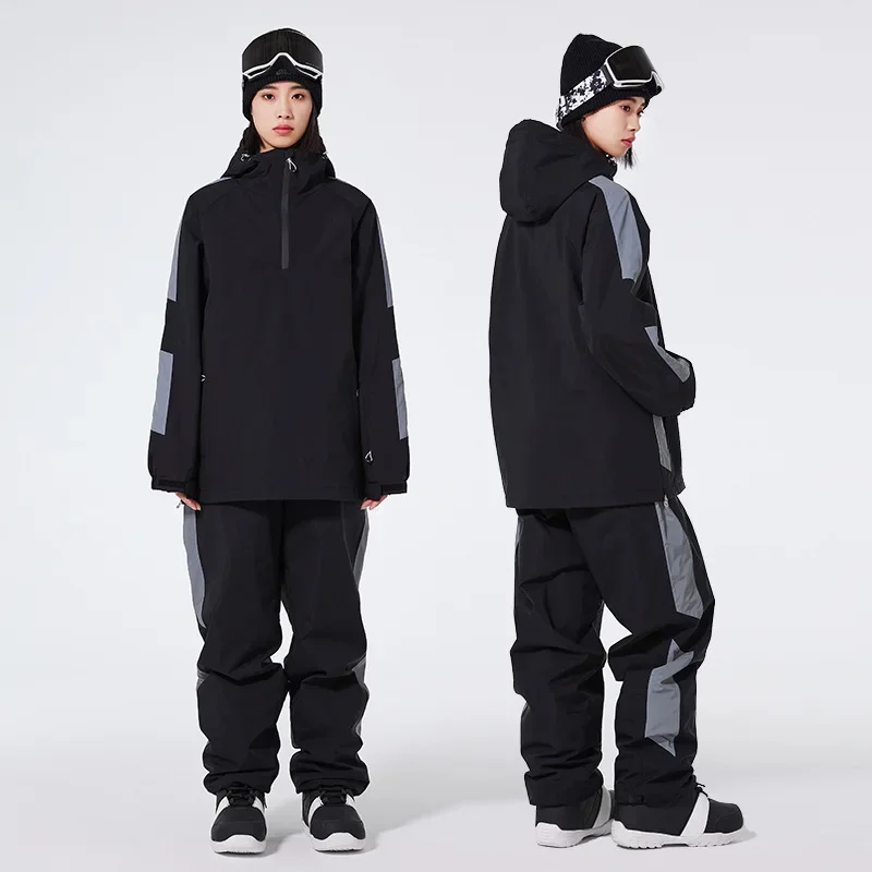 

Outdoor Sports Adult Warm Skiing Clothes Women Windproof Waterproof Wear-resistant Hooded Skiing Two-piece Set Men's Top Pants