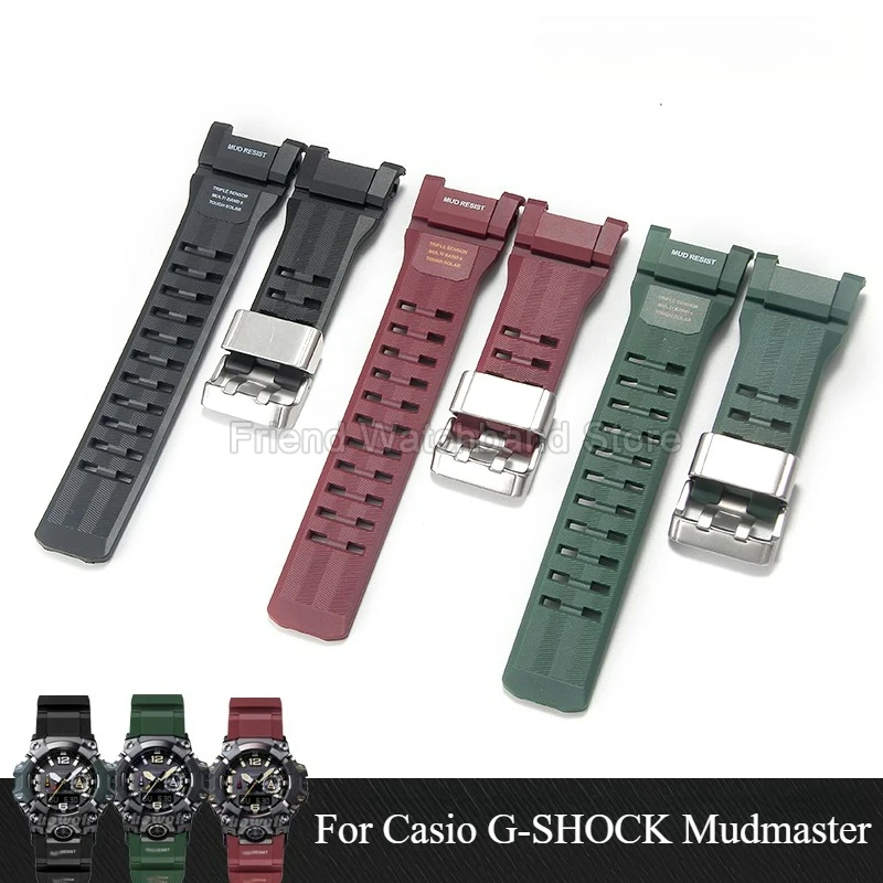 Pulseira de relógio de borracha resistente a rasgos, resistente ao envelhecimento para casio G-SHOCK mudmaster 3a geração GWG-B1000 pulseira de relógio côncavo