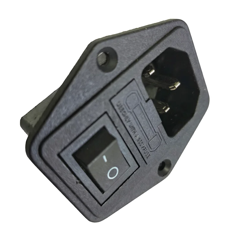 Zwarte IEC C14 paneelmontage stroomaansluiting mannelijke stroomingang connector met aan/uit schakelaar vervangend accessoire 10A 250V