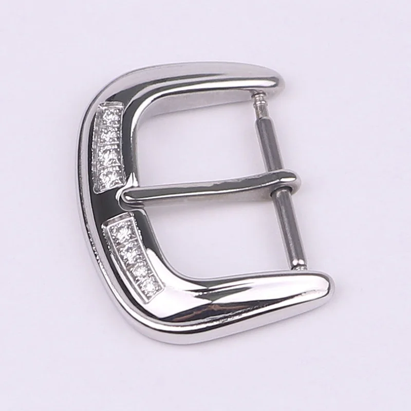 XIANERSHANG Luxury F-ranckM-uller Belt Buckle Sliver 316L Stainless Steel Diamond Inlay Pin Buckle 16MM Clasp Watch Accessories