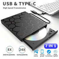 7-in-1 USB 3.0 Type C External CD DVD RW Optical Drives DVD Player Burner Reader Multi-Function Drive For Windows Mac PC Laptop