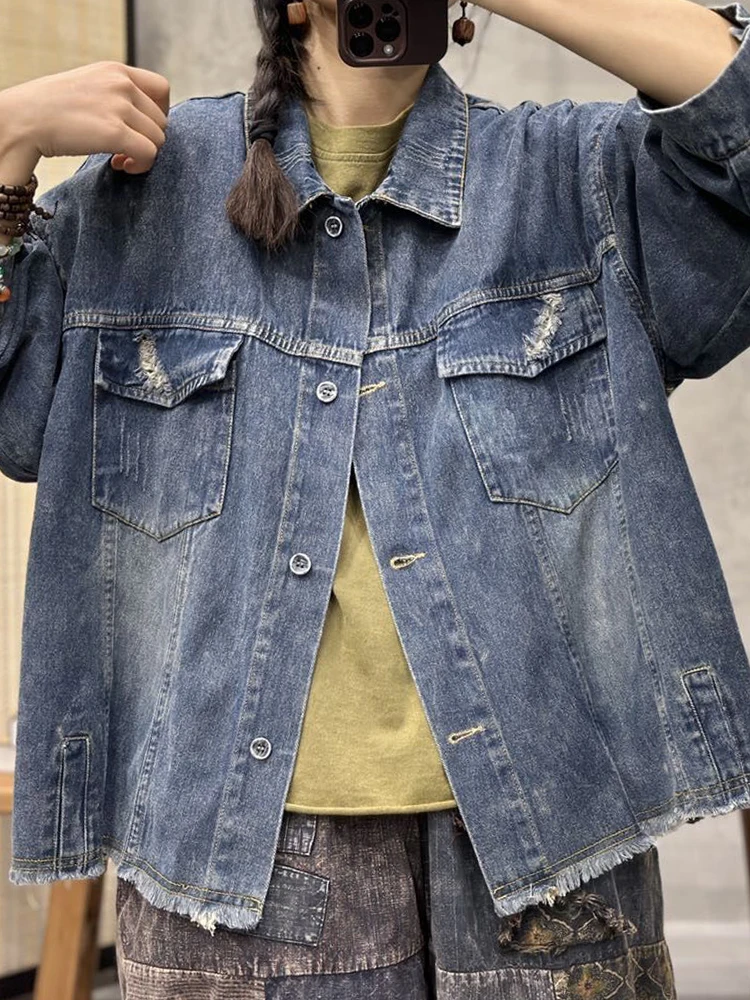 Max LuLu British 2024 Autumn Womens Vintage Leisure Denim Jacket Fashion Loose Punk Coats Classic Female Luxury Harajuku Clothes