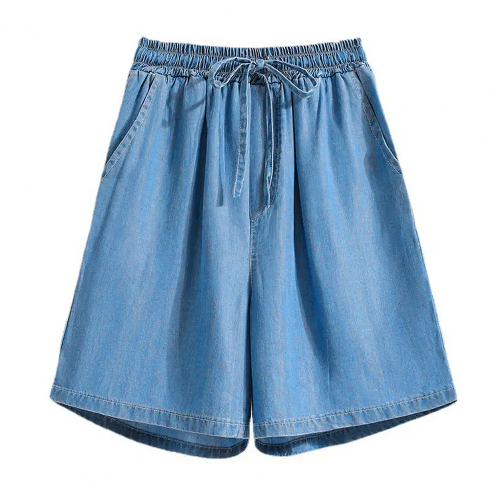 Breathable Summer Shorts Stylish Women's High Waist Wide Leg Shorts with Drawstring Pockets Summer Fashion for Comfort