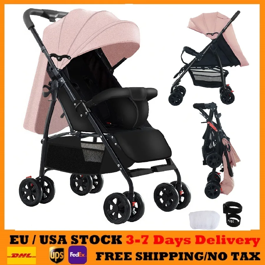 

2 in 1 Baby Stroller Baby Carriage Lightweight Stroller Travel System Stroller One Hand Fold Stroller for Travel with Canopy