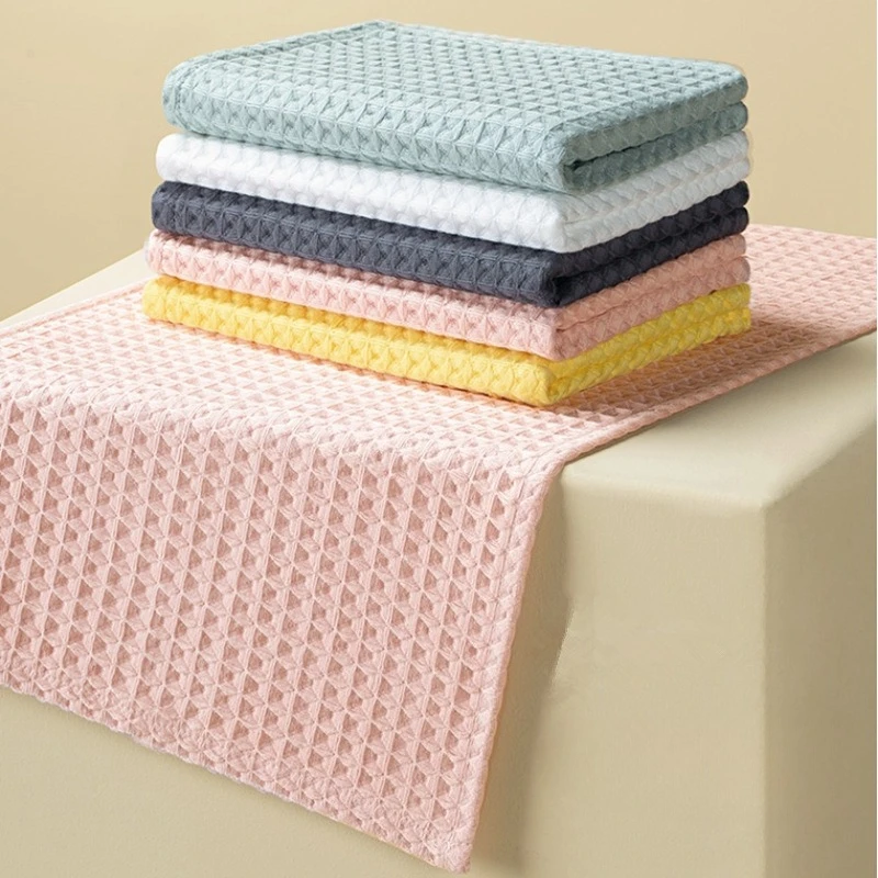 Premium Waffle-Weave 100% Cotton Towel and  Triple-Layer Gauze Facial Towel – Highly Absorbent, Quick-Drying, for Home Use.