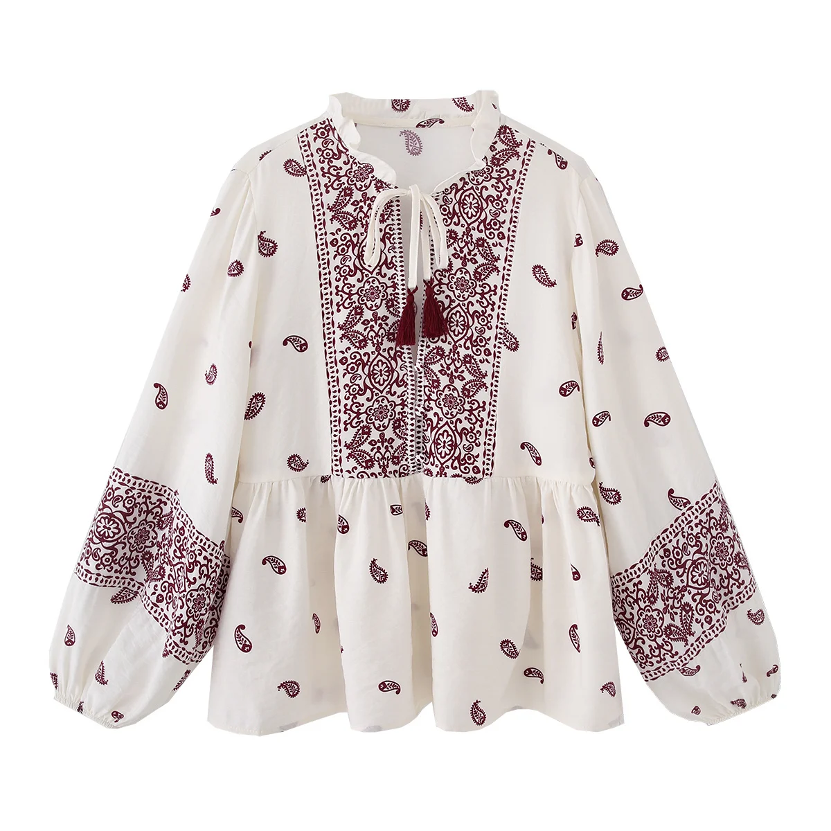 

2025 AZRAF Fashion Spring New Tongle Style Printed Hanging Shirt Chic Draped Loose Long-sleeved All-match Top Blouses Mujer