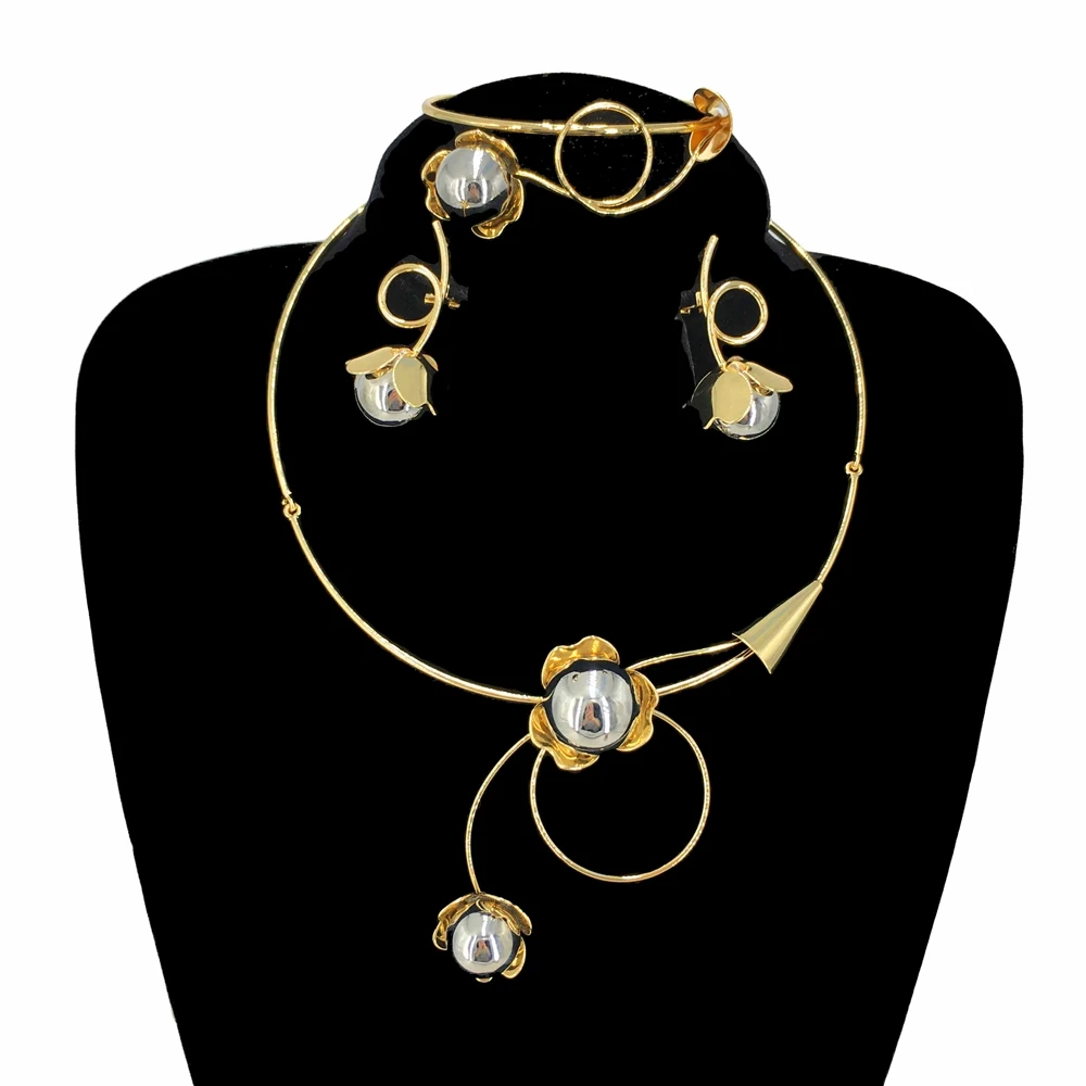 

Gold-Plated Jewelry Sets For Women Brazilian Latest Design Italian Necklace Set African Jewelry Wedding Party Gift FHK15723