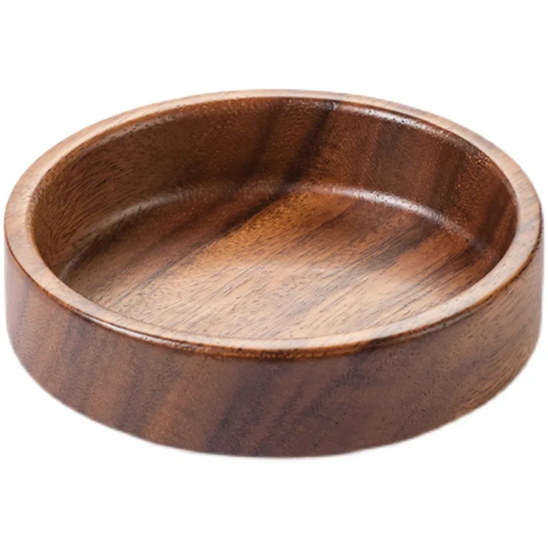 Walnut plate solid wood round dessert plate creative Japanese tableware stackable dessert wooden tray tea tray tea tray