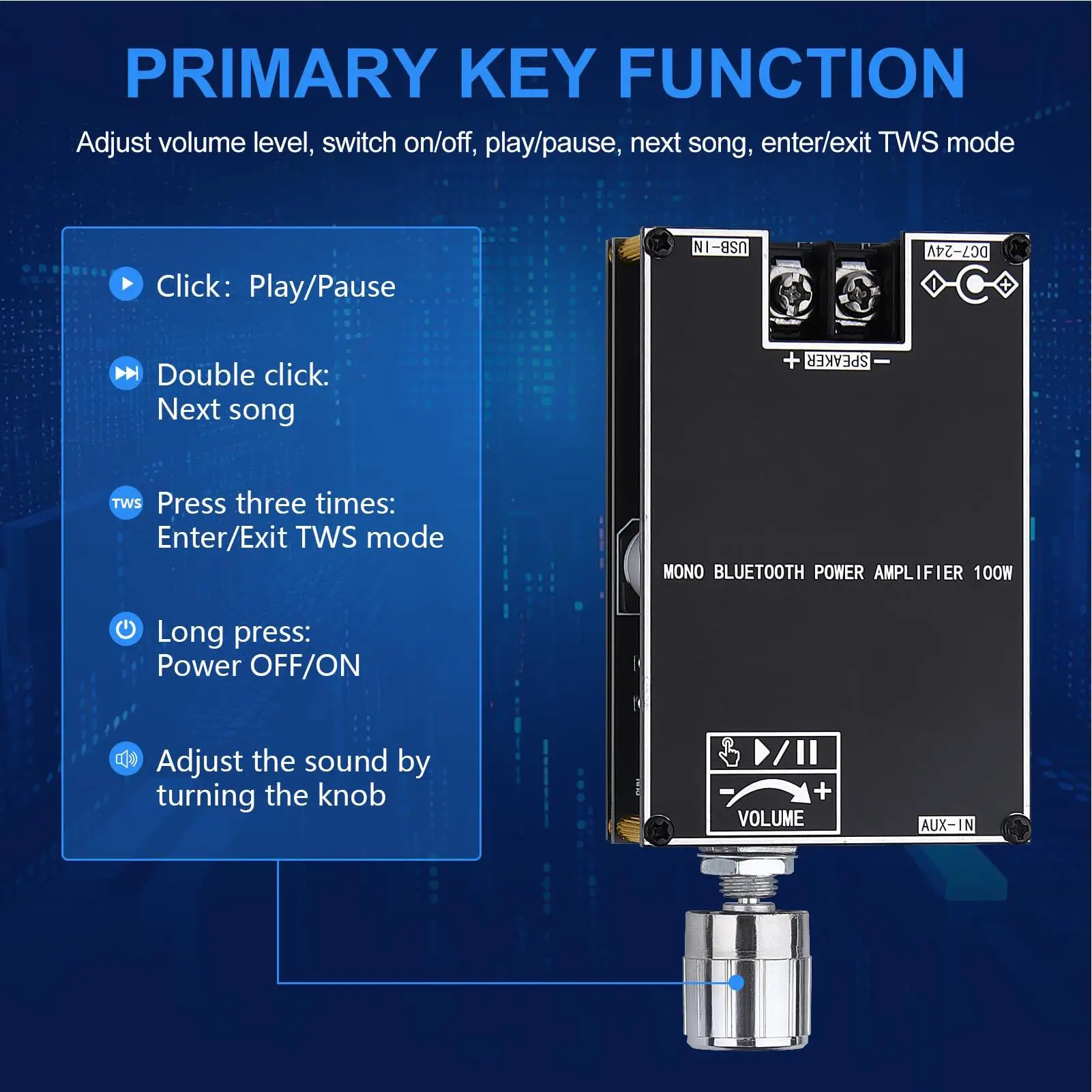 ZK-1001B أحادية مضخم الصوت مجلس 100 واط مكبر للصوت مجلس Bluetooth5.1 AUX TPA3116 مضخم صوت لاسلكي ملحقات الصوت
