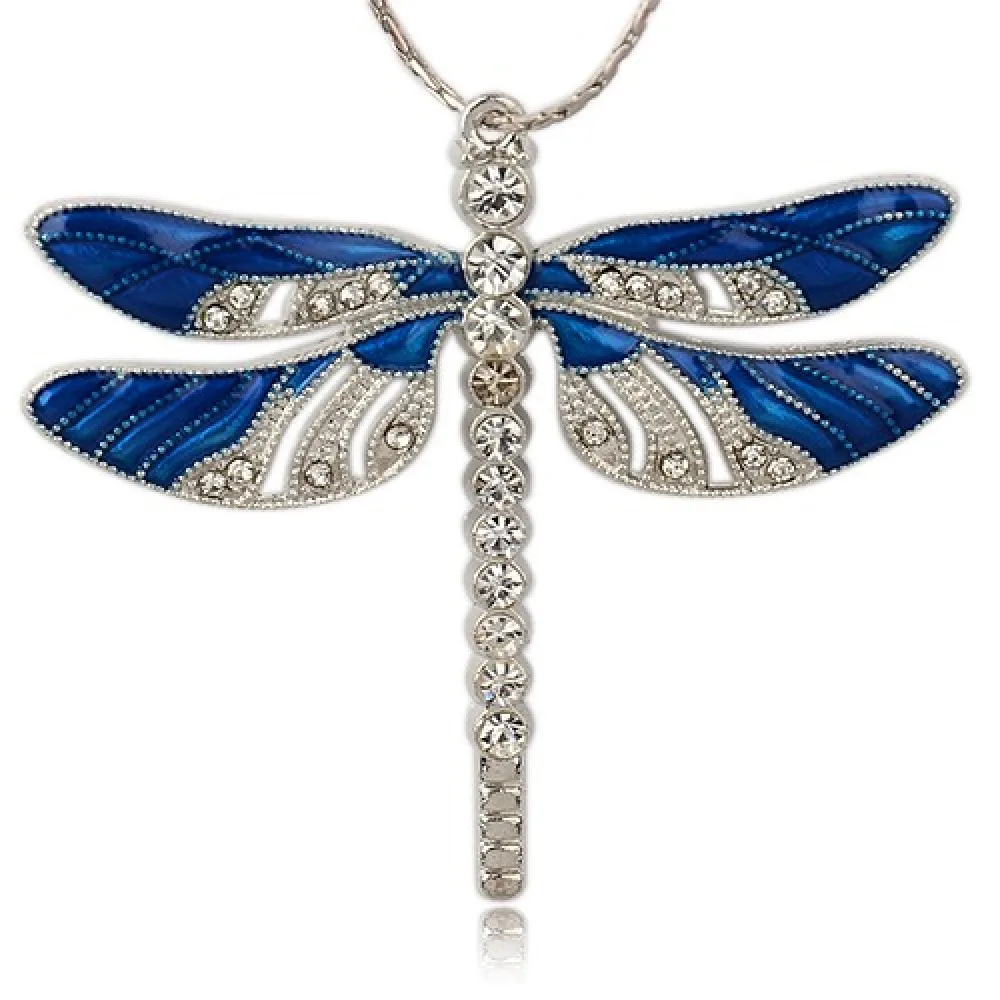 20Pcs Alloy Enamel Dragonfly Big Pendants with Crystal Rhinestone For DIY Handmade Jewelry Making Necklace Accessories 57x64x5mm