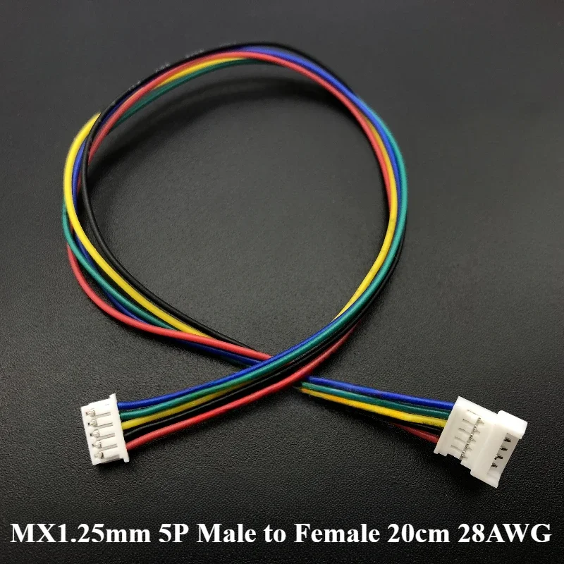 JST MX1.25 MX 1.25mm 와이어 케이블 커넥터, 1.25mm 피치 플러그, 20cm 와이어 길이 28AWG, 2 핀, 3 핀, 4 핀, 5/6 핀, 로트당 5 개, 10 개, 30 개, 50 개