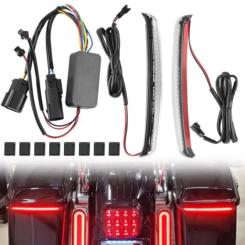 

2xMotorcycle LED Saddlebag Brake Turn Signal Accent Flowing Light For Harley Touring CVO Electra Street Road Glide FLH 2014-UP