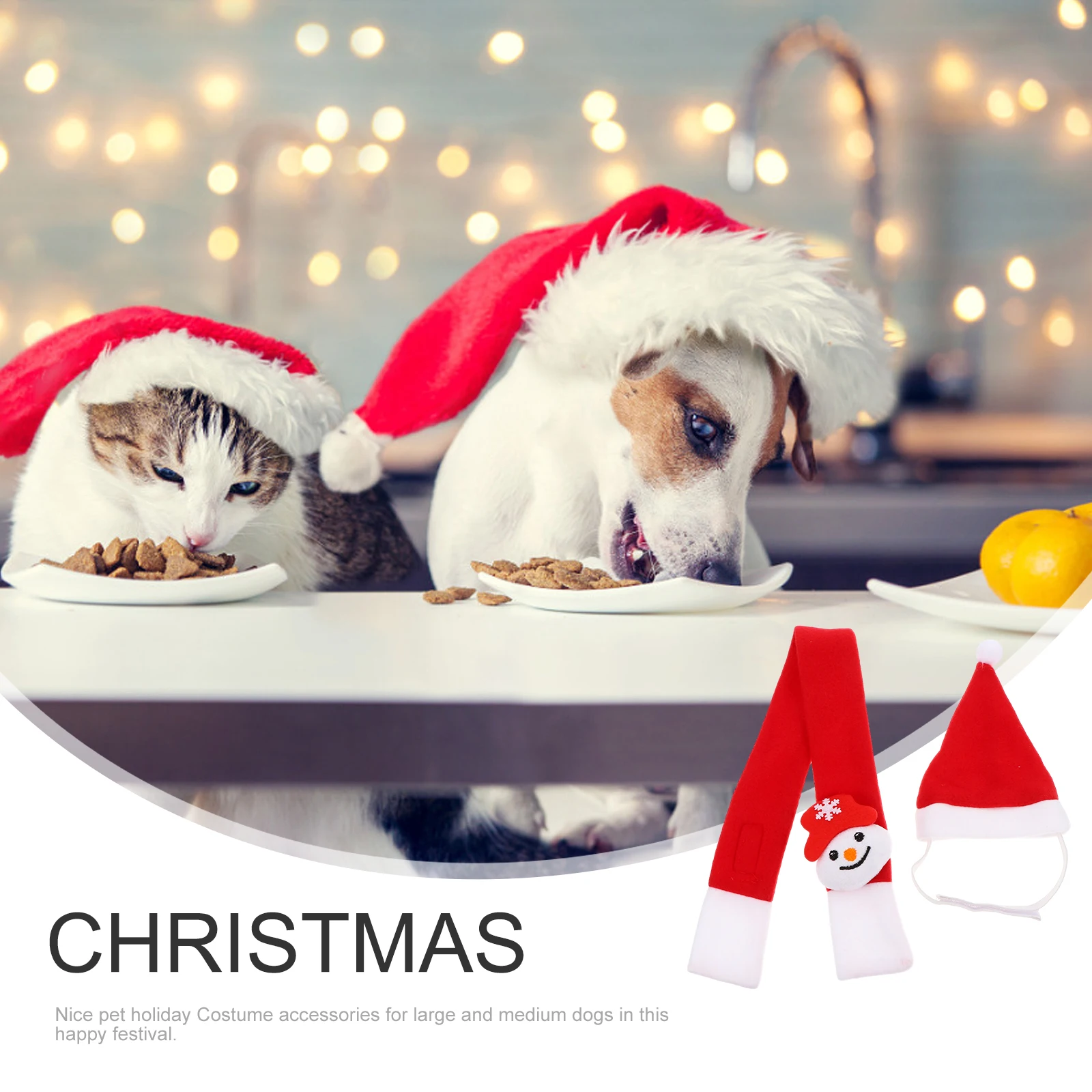 

Pet Hat Christmas Hats Costume Decoration Has Collar Dog Headwear Holiday Party Costumes Cosplay Kitten