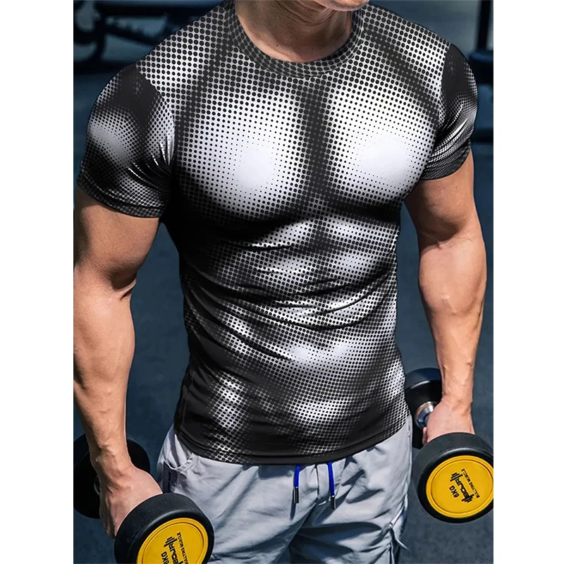 موضة جديدة تأثيري العضلات رجل ثلاثية الأبعاد تي شيرت مطبوع الرجال الصيف عادية كم قصير صعبة الرجل طباعة مضحك تي شيرت اللياقة البدنية الصالة الرياضية #3