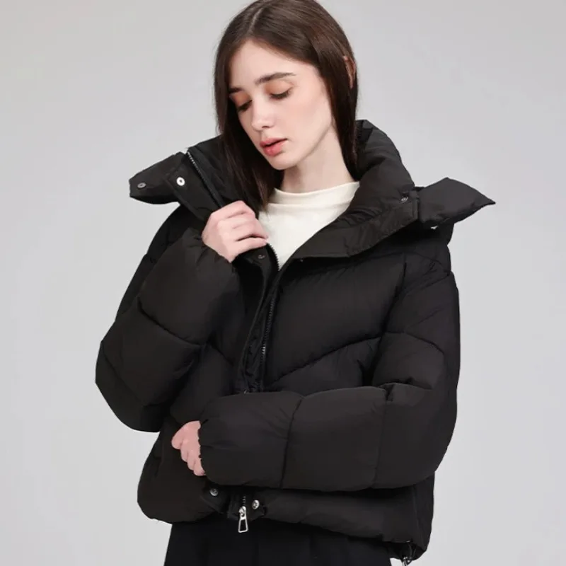 2026 Fashion Winter Short Parkas Women's Down Cotton-padded Jacket Detachable Hooded Outerwear Thicken Student Loose Bread Coats