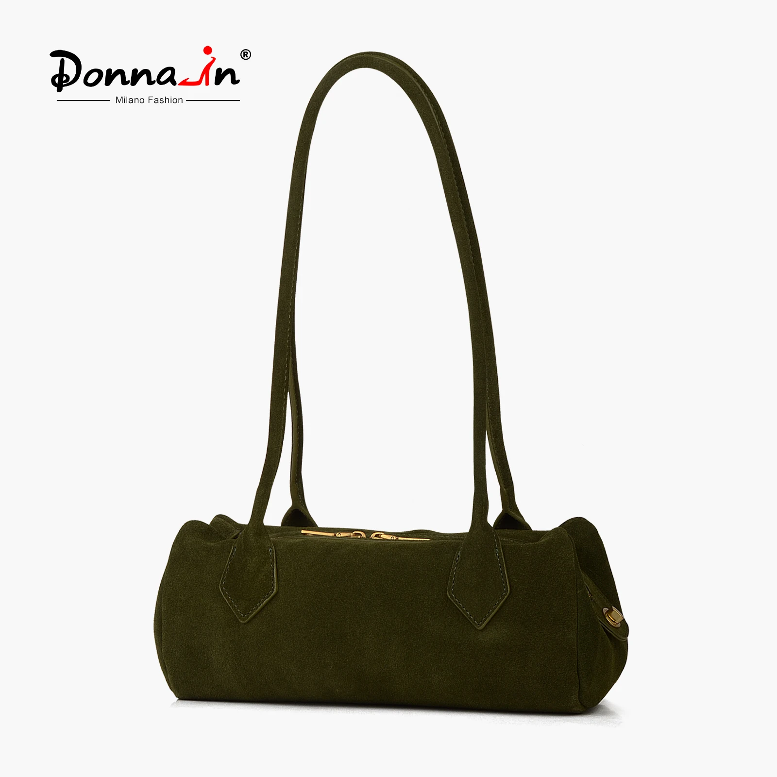 Donna-in Genuine Top Layer Suede Shoulder Bag Pen Container Shape Underarm Handbag Fashion Commute