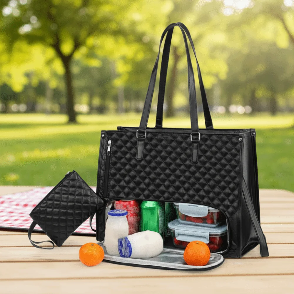 

2-in-1 Laptop Lunch Tote Bag Shoulder Strap 15.6inch Multifunctional Laptop Handbag Large Lunch Box Portable Laptop Bags