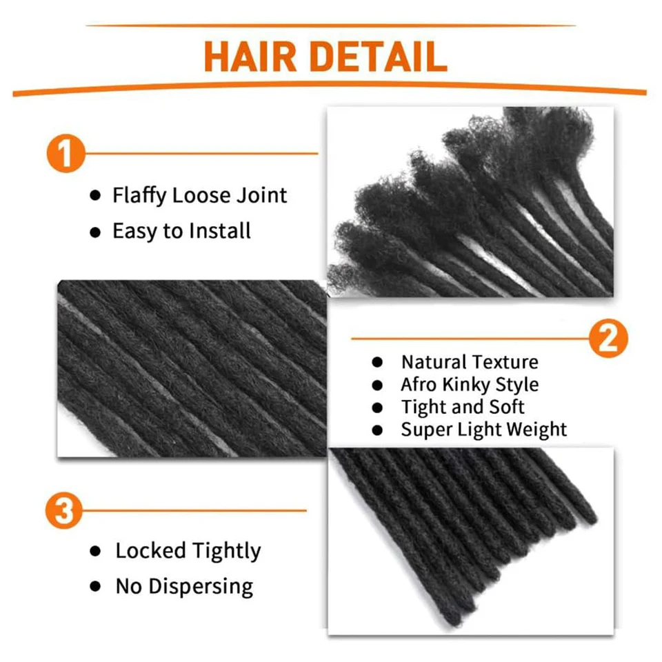 Extensiones de dreadlocks sintéticas de fibra, 10 pulgadas de ancho, 30 mechones, negras, hechas a mano, permanentes, para mujer/hombre/niños 3
