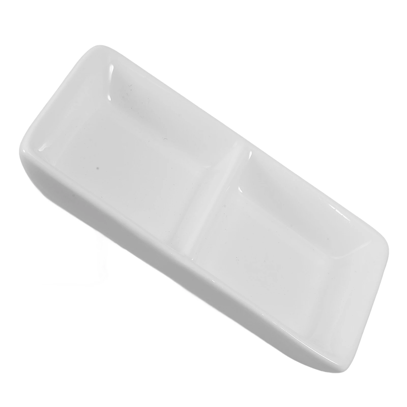

5 .5 Snack Dish Seasoning Tray Small White Divided Plate Sauce Dishes Compartment Condiment Ceramic
