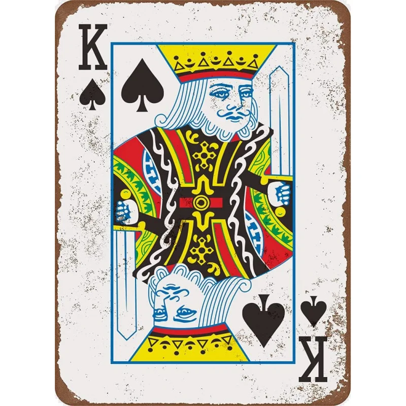 

Iron Painting Interesting Retro Art Metal Logo12 x 8 inches King of Spades Poker Man Cave Wall Decoration Bar Coffee Shop Plaque