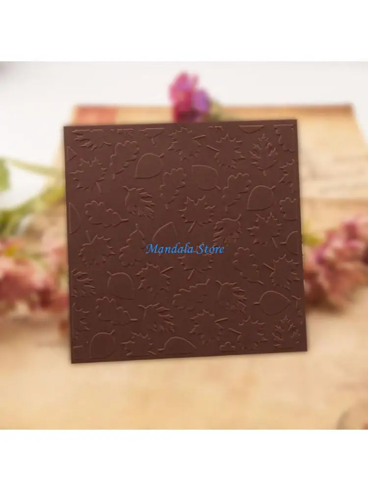 U2JC Leaves Patterned Embossing Stencils for Scrapbooking Plastic Embossing Folder