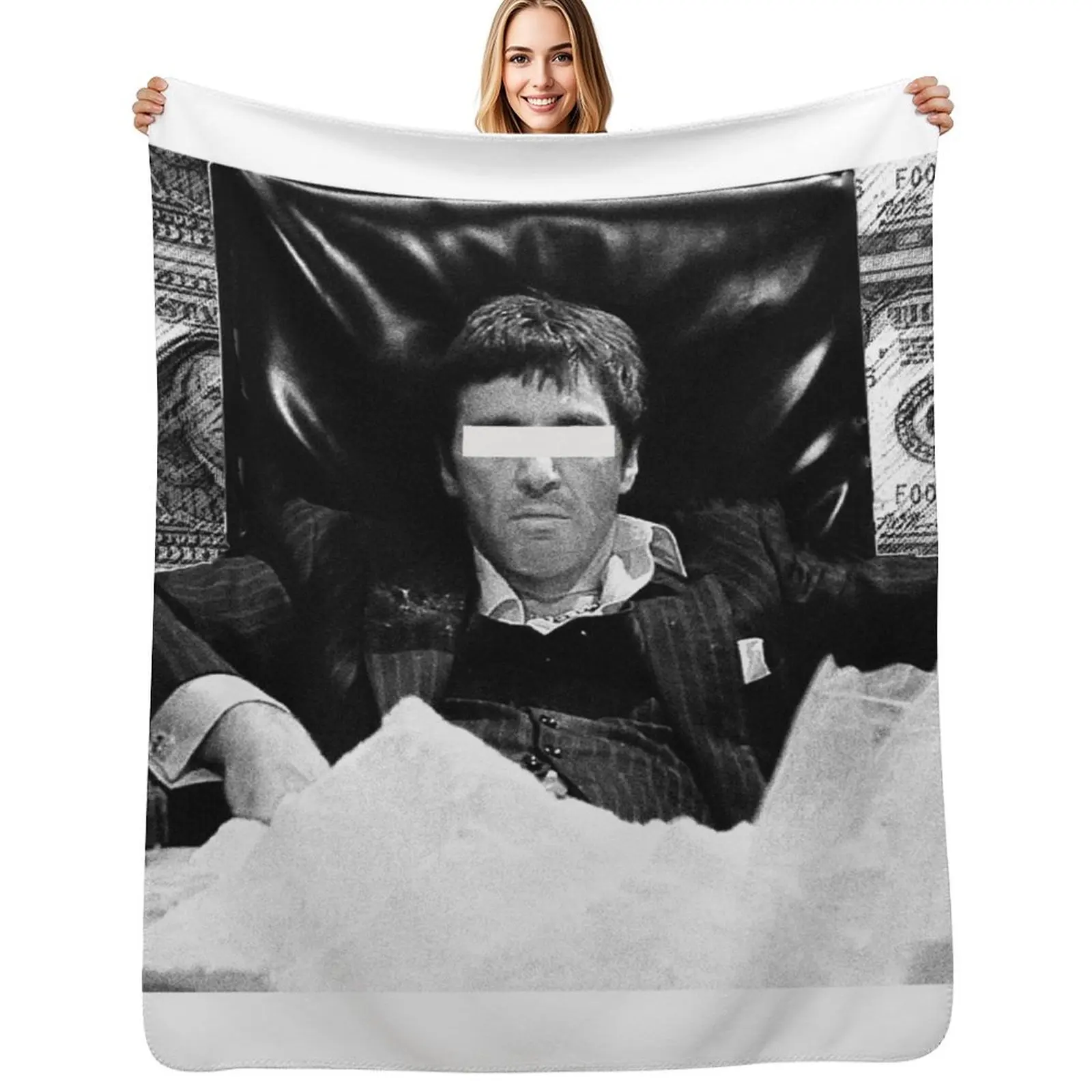

Scarface Black and White Design Throw Blanket Stain Resistant Cozy Warm Blanket