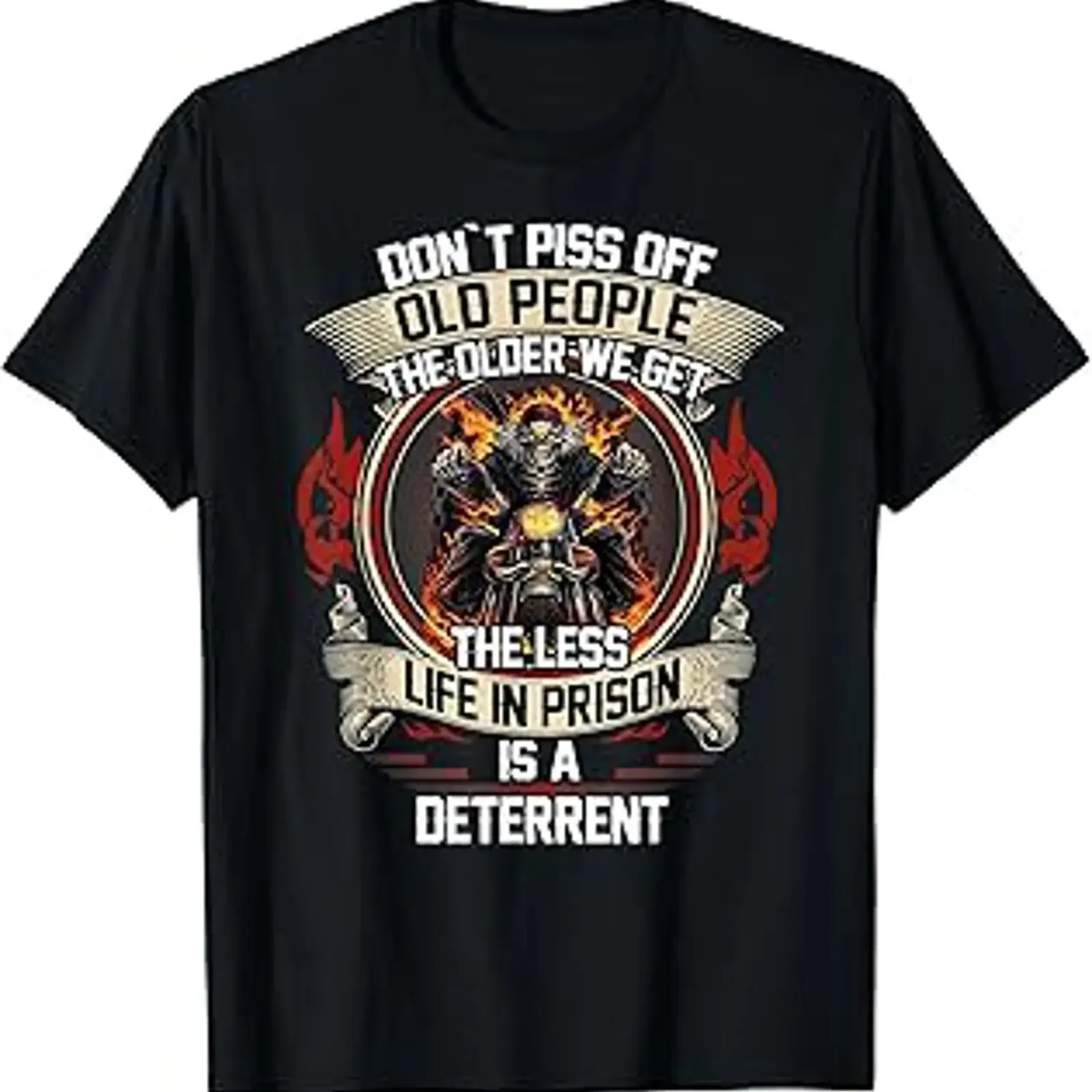 Don t Piss Off Old People Funny Motorcycle Biker Quote Shirt vintage Washed Top For Everyday Wear Stylish Soft Breathable