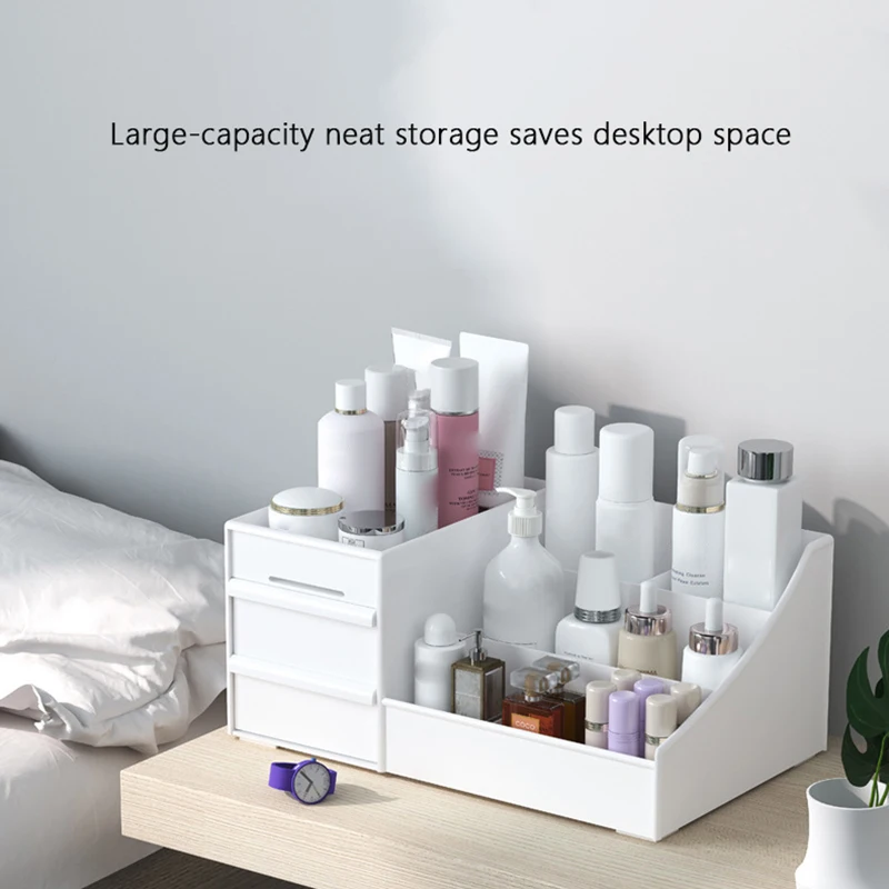 1pc Drawer Makeup Storage Box Dormitory Finishing Plastic Shelf Cosmetics Skin Care Dressing Table Desktop