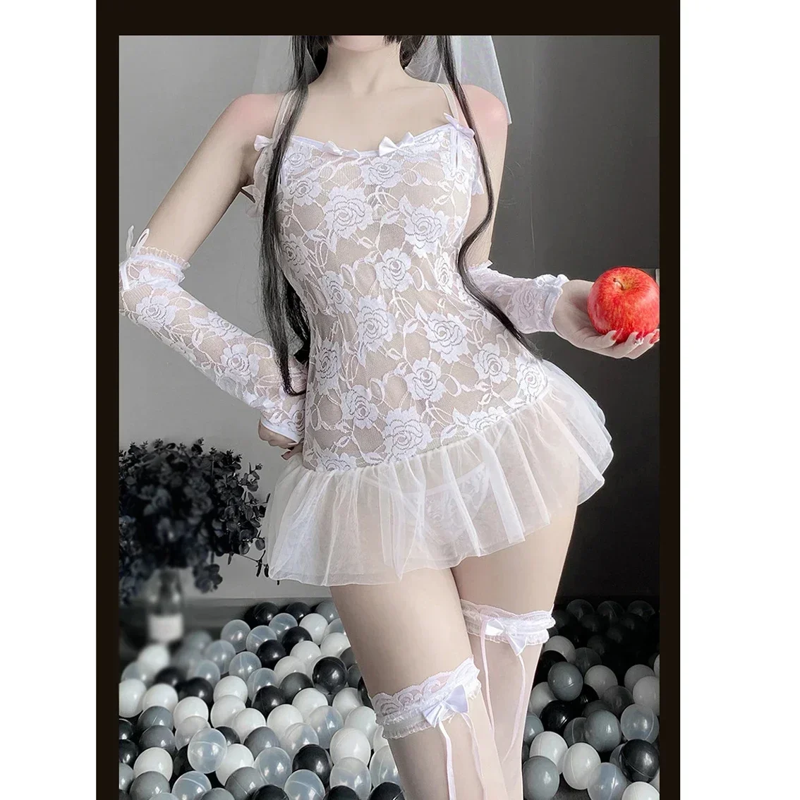 Porno Wedding Bride Fancy Dress Cosplay Uniform Women Sexy Lingerie See Through Exotic Costumes Nightgowns Adult Roleplay