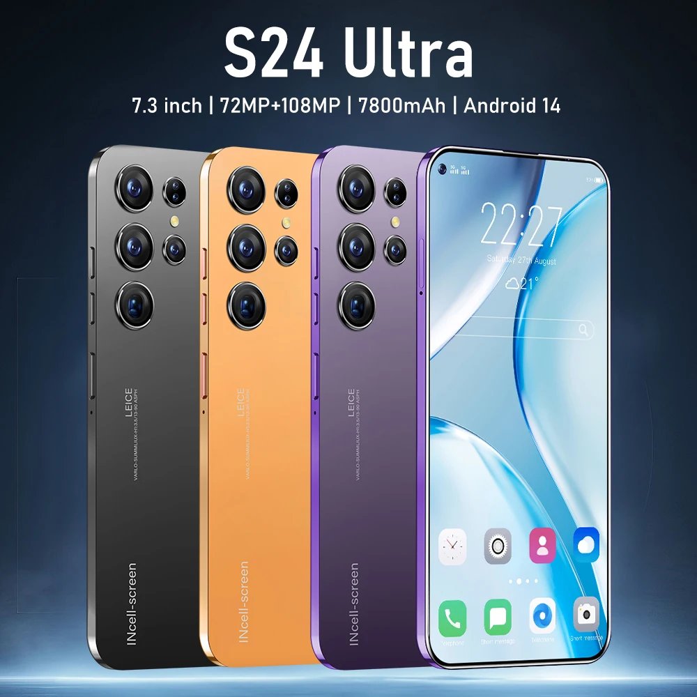 

Original S24 Ultra Smartphone 7.3inch HD 22G+2TB large memory 72+108MP camera Global version of 5G frequency band unlocked