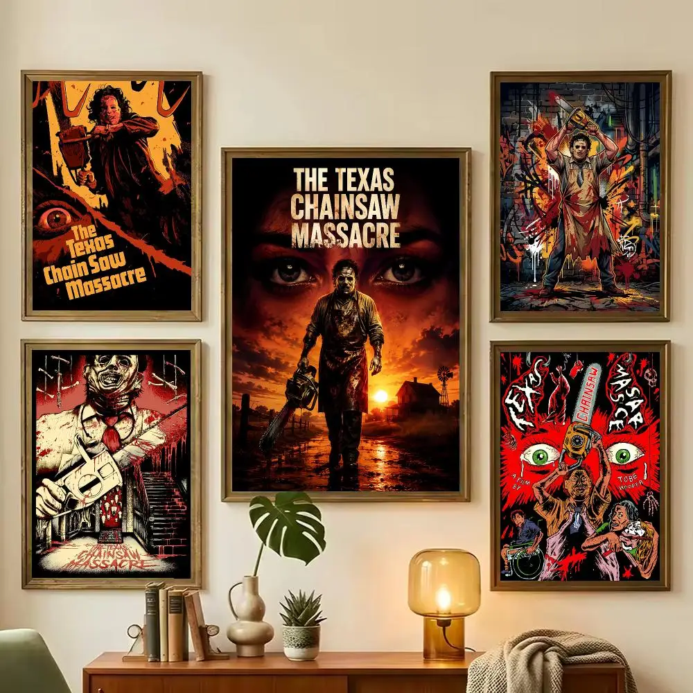 Movie The Texas Chainsaw Massacre Painting Calligraphy Stylish Canvas Poster Wall Art for Living Room Bedroom Office Home Decor