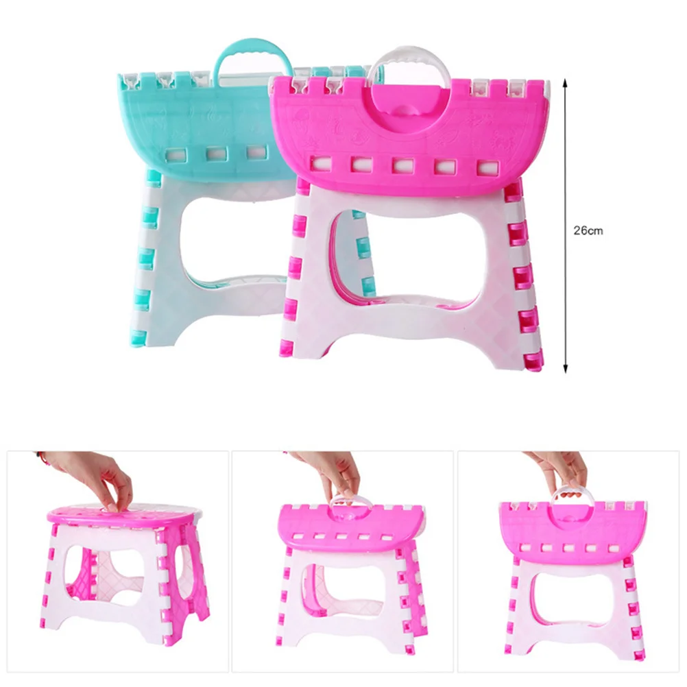Folding Step Stool Portable Plastic Stool For Adults Lightweight Footrest For Fishing Bathing Outdoor Indoor Use Pink