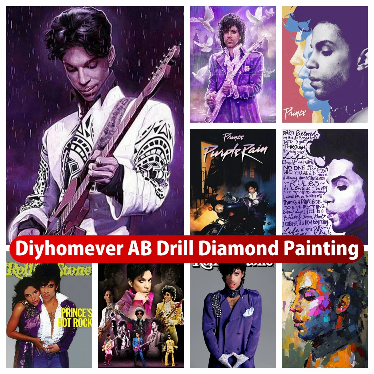 

Prince Rogers Nelson AB Diamond Painting Rock Music Singer Star Art Wall Picture Cross Stitch Embroidery Mosaic Home Decor