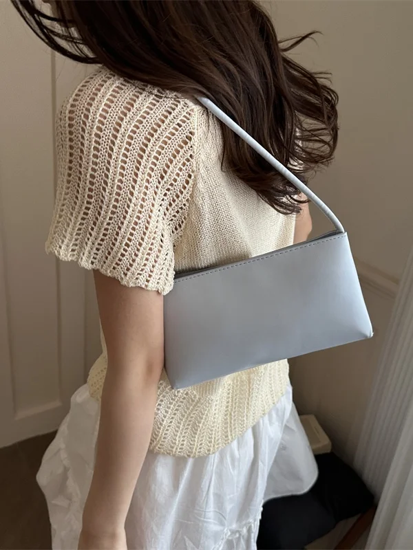 Retro Luxury Underarm Bag Women's Casual Style French Bread Simple Shoulder Bag Summer New Quality Fashionable Polyester 