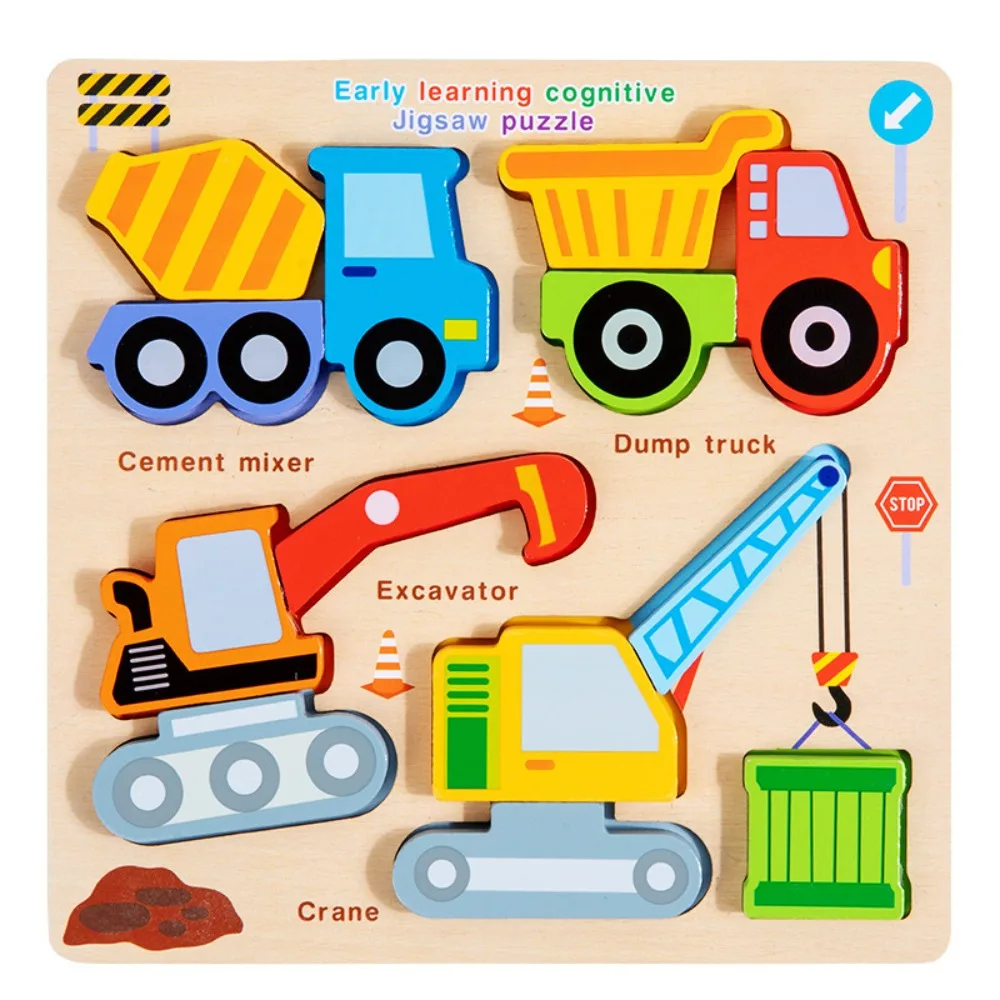 

Matching Toys Wooden Toys 3D Puzzles Pattern Cognitive Interactive 4 in 1 Puzzle Board Montessori Portable