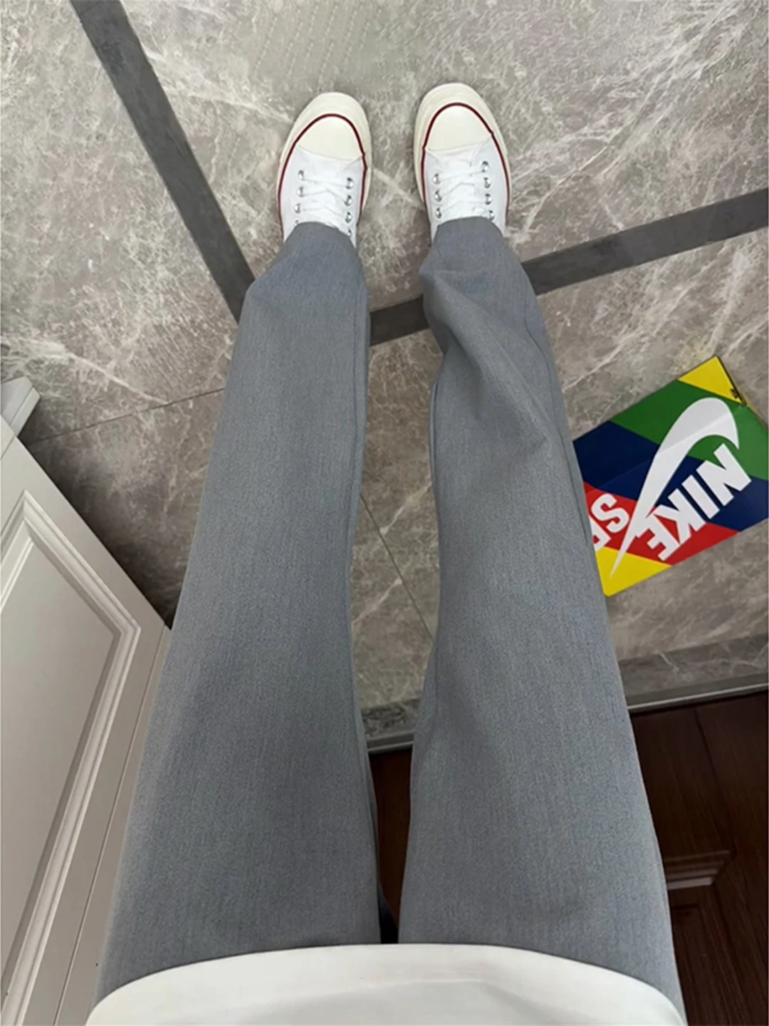 

ay Bell Bot Men's Casual Pants Summer Commute Sle American Retro Straight Leg Slimming Trousers Faionable Youthwear