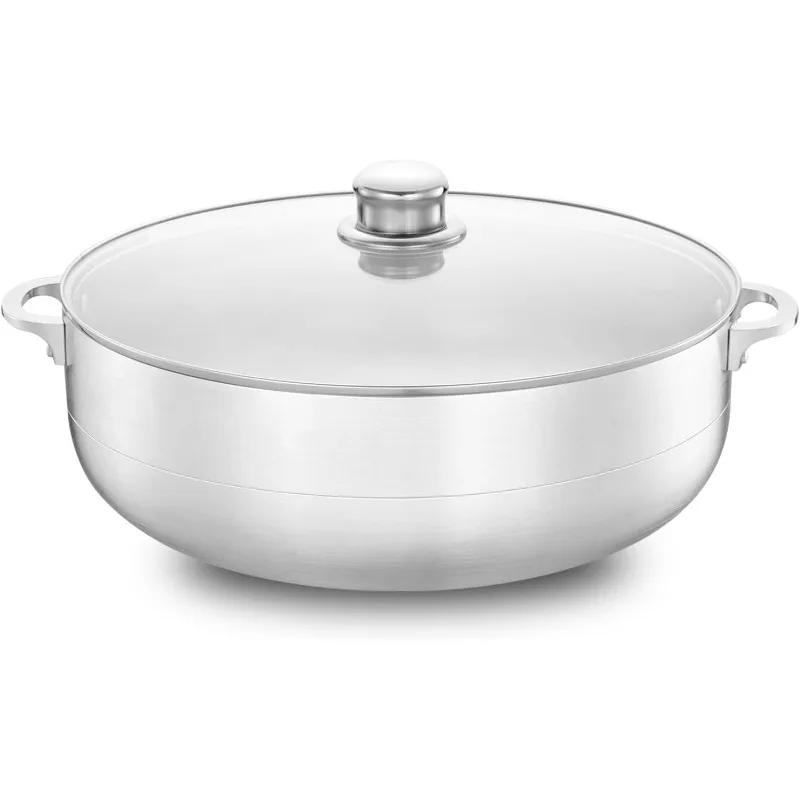 

13-Quart Aluminum Caldero Stock Pot with Glass Lid, Cooking Dutch Oven Performance for Even Heat Distribution, Pe