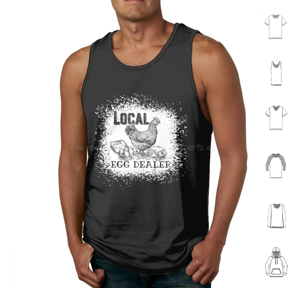 Local Egg Funny Bleached Chicken Lover Farm Farmer Tank Tops Vest Sleeveless Chicken Chickens Funny Farm Farmer Novelty
