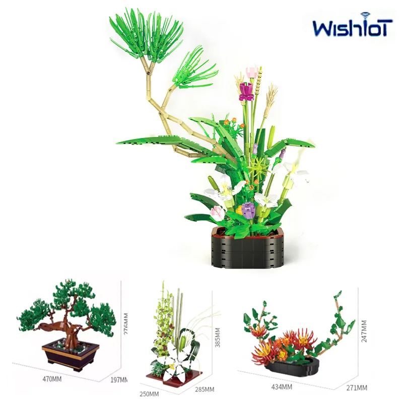 

MOC Pot Green Plant Model Building Blocks Pine Tree/Flower Grass Assembled Home Decoration Puzzle Bricks DIY Toys Holiday Gifts