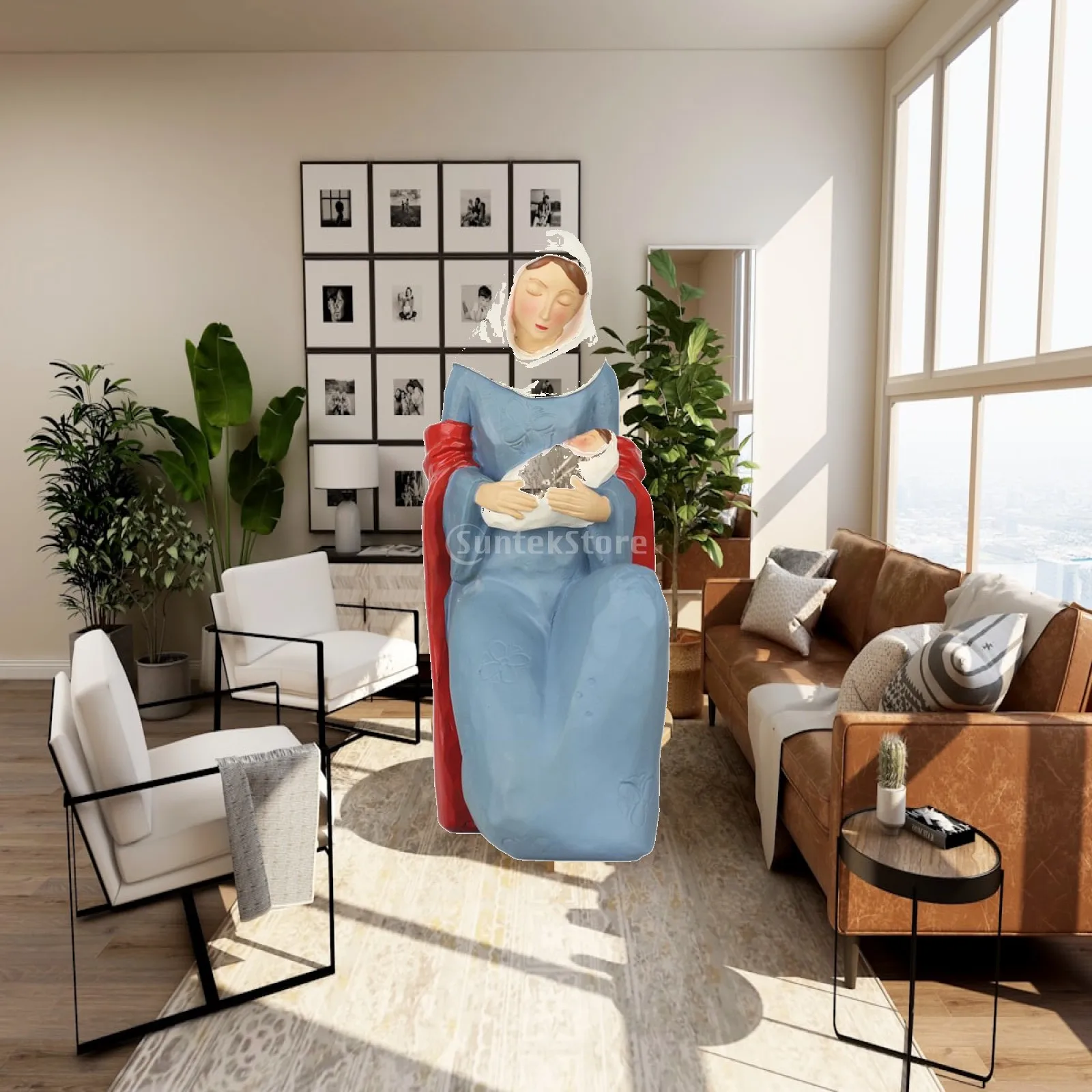Handmade Blessed Mary Catholic Church Figurine Religious Madonna Sculpture Statues Office Room Decoration