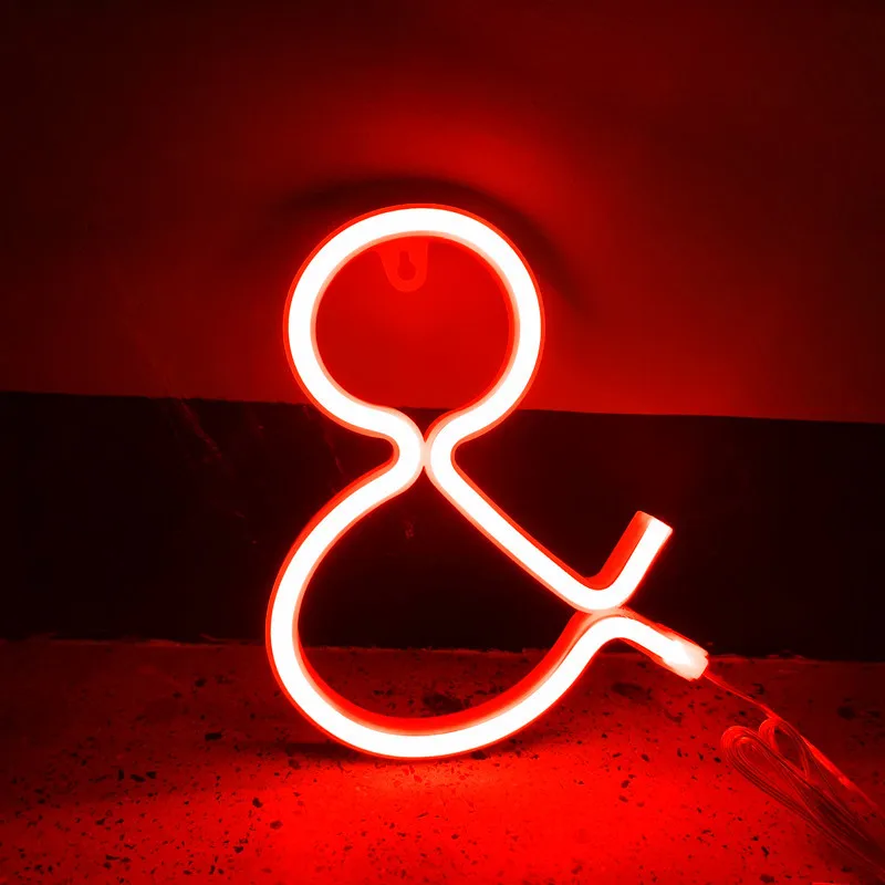 Luce al Neon con lettera rossa, cartello con nome fai da te, festa di nozze, numero di alfabeto decorativo, lampada da notte a LED per pubblicità